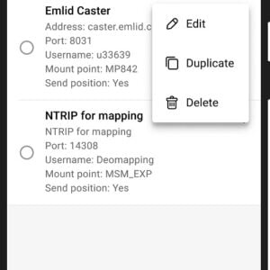 mockup movil con Emlid Flow gestionando perfiles NTRP