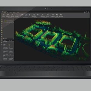 mockup de portatil con programa para laser escaner lidar